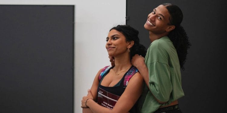 Talia Palamathanan (Pritti) and Ivano Turco (Jamie New) in rehearsals for the Everybody's Talking About Jamie Tour. Credit Matt Crockett