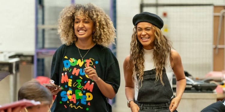 Bobbie Little and Zoe Birkett in rehearsal for The Witches at the National Theatre. Photo by Marc Brenner