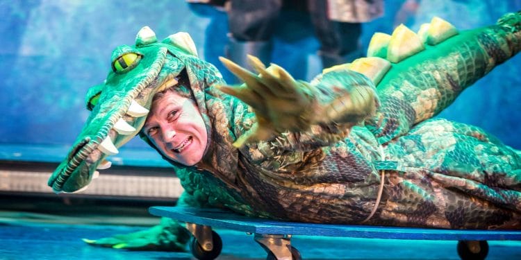 Matthew Cavendish (Max) in Peter Pan Goes Wrong at the Lyric Theatre 2023. Credit Pamela Raith Photography