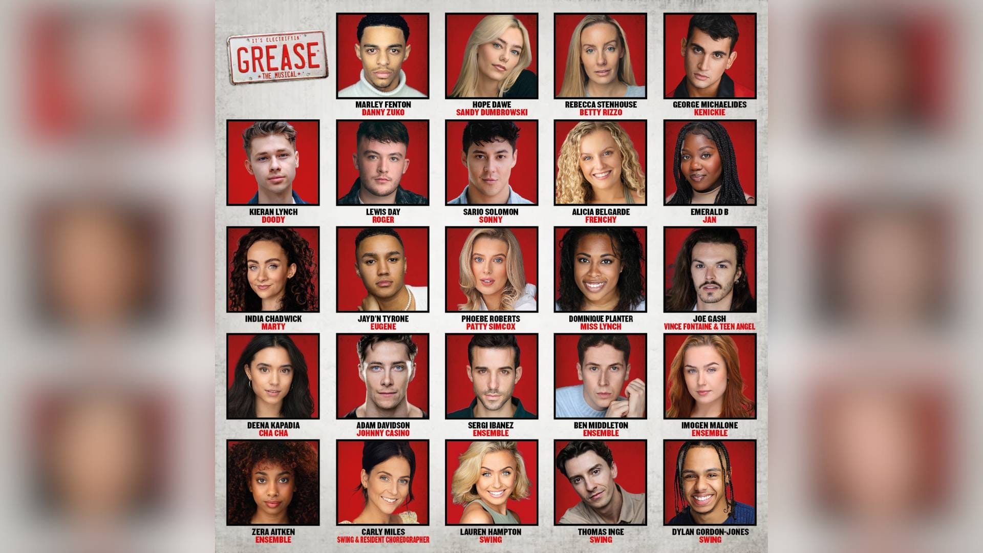 Grease UK Tour Cast