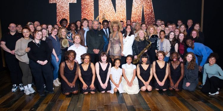 Erwin Bach (centre) with the company at the 6th Birthday of TINA The Tina Turner Musical, credit Piers Allardyce
