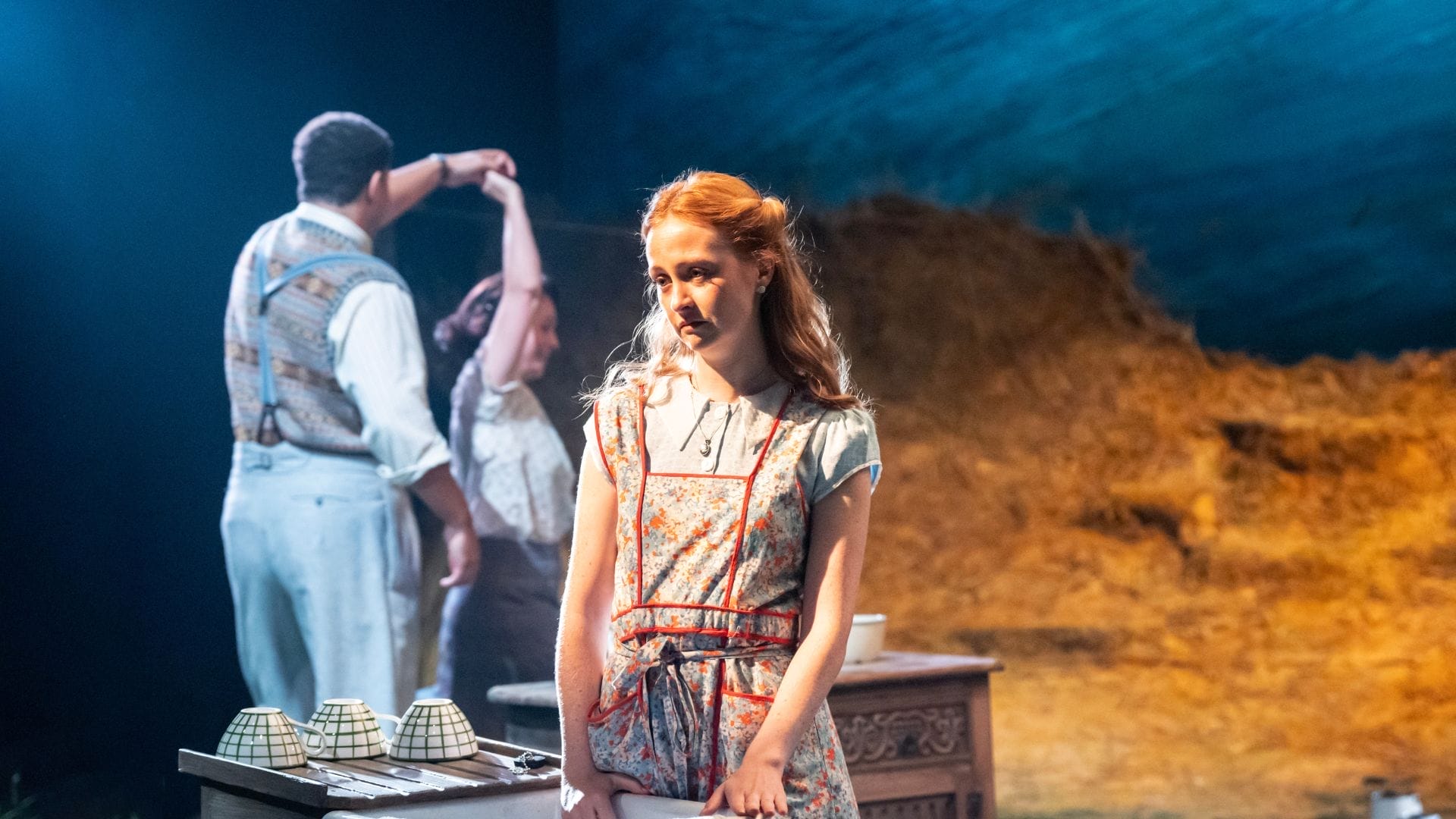 Martha Dunlea (Christina), Marcus Rutherford (Gerry) and Laura Pyper (Agnes) in Dancing at Lughnasa. Photo by Johan Persson
