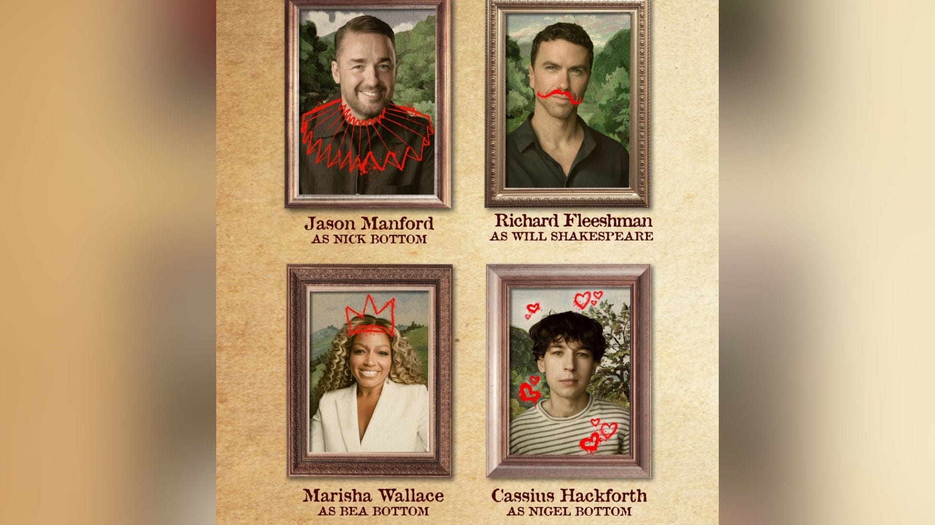 Cast of Something Rotten! Image supplied by publicist